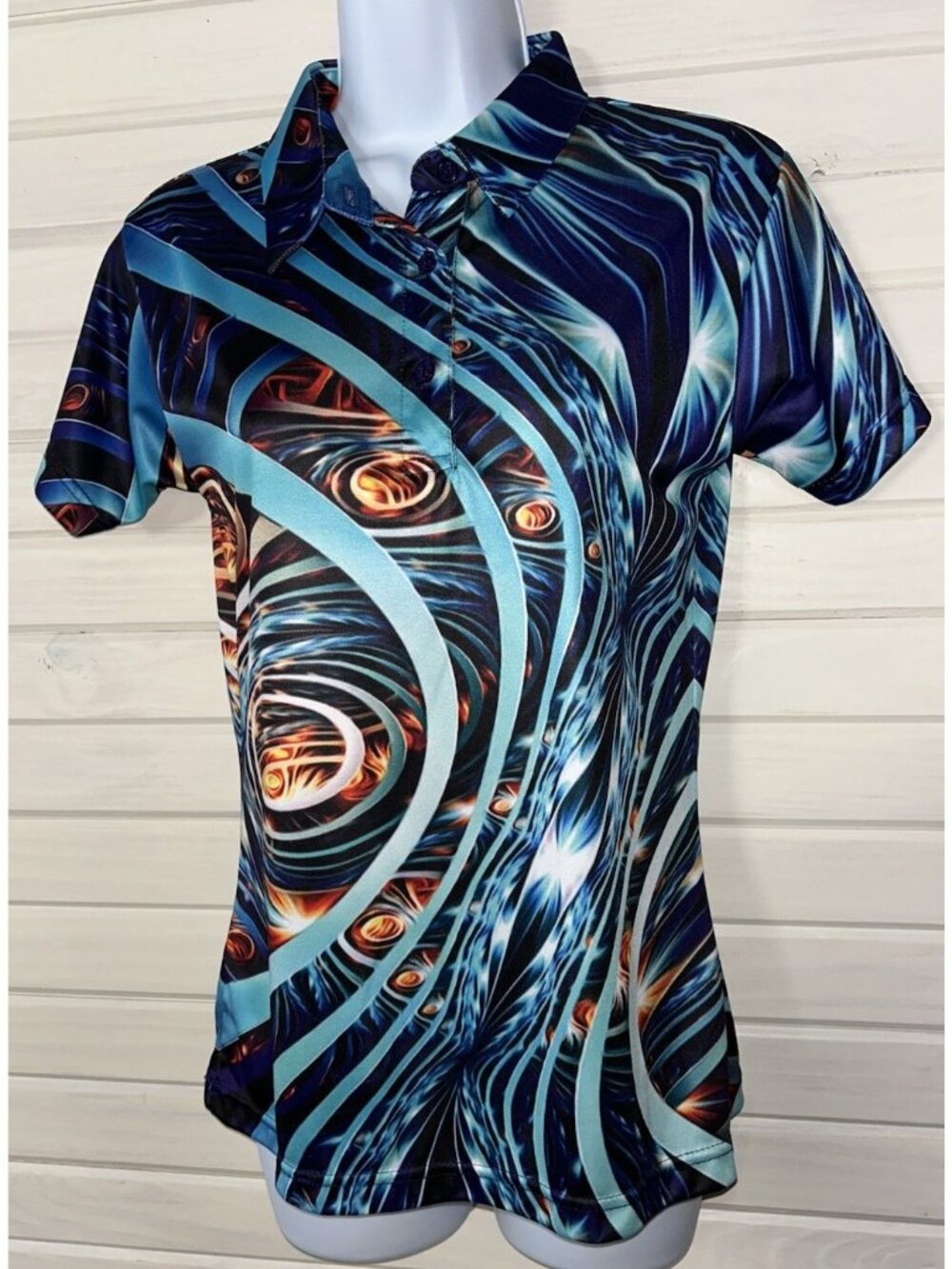 PLG Play Loud Golf Sz SMALL Fired Pistons Silently be Heard S/S Polo Shirt EUC